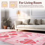 Ultra Soft Area Rug, Non Slip, Stain Resistant, Washable Area Rugs for Living Room, Bedroom, Whimsical Fluffy Heart Aesthetic(Pink)