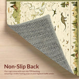 Beige Dinosaur Themed Educational Area with Vintage World Map Motif(Beige)