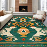 Ultra Soft Area Rug, Non Slip, Stain Resistant, Washable Area Rugs for Living Room, Bedroom, Rustic Arrow Pattern with Warm Tones(Green)