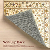 Ultra Soft Area Rug, Non Slip, Stain Resistant, Washable Area Rugs for Living Room, Bedroom, Ancient Floral Hallway for Entryway Floor(Beige)