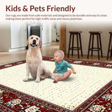 Ultra Soft Area Rug, Non Slip, Stain Resistant, Washable Area Rugs for Living Room, Bedroom, Chic Classic Burgundy Medallion Style(Red)