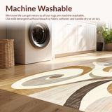 Ultra Soft Area Rug, Non Slip, Stain Resistant, Washable Area Rugs for Living Room, Bedroom, Contemporary Geometric Area with Cream and Brown Swirl(Beige)