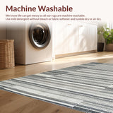 Ultra Soft Area Rug, Non Slip, Stain Resistant, Washable Area Rugs for Living Room, Bedroom, Minimalist Black and White Zigzag Runner Rug with Sharp Angular Stripes(Gray)