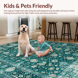 Ultra Soft Area Rug, Non Slip, Stain Resistant, Washable Area Rugs for Living Room, Bedroom, Vibrant Geometric Motif Fusion(Blue)