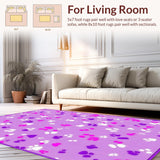 Ultra Soft Area Rug, Non Slip, Stain Resistant, Washable Area Rugs for Living Room, Bedroom, Whimsical Colorful Paw Print Aesthetic(Purple)