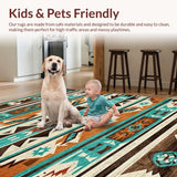 Ultra Soft Area Rug, Non Slip, Stain Resistant, Washable Area Rugs for Living Room, Bedroom, Chic Abstract Southwestern Flair(Brown)