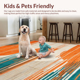 Ultra Soft Area Rug, Non Slip, Stain Resistant, Washable Area Rugs for Living Room, Bedroom, Dynamic Textured Color Fusion(Orange)