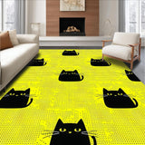 Ultra Soft Area Rug, Non Slip, Stain Resistant, Washable Area Rugs for Living Room, Bedroom, Lively Abstract Feline Composition(Yellow)