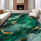 Ultra Soft Area Rug, Non Slip, Stain Resistant, Washable Area Rugs for Living Room, Bedroom, Striking Geometric Emerald Elegance(Green)