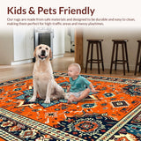 Ultra Soft Area Rug, Non Slip, Stain Resistant, Washable Area Rugs for Living Room, Bedroom, Playful Striped Citrus Theme(Orange)