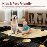 Ultra Soft Area Rug, Non Slip, Stain Resistant, Washable Area Rugs for Living Room, Bedroom, Contemporary Dynamic Artful Shapes(Gold)