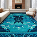 Ultra Soft Area Rug, Non Slip, Stain Resistant, Washable Area Rugs for Living Room, Bedroom, Serene Oceanic Teal Patterns(Blue)