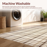 Ultra Soft Area Rug, Non Slip, Stain Resistant, Washable Area Rugs for Living Room, Bedroom, Chic Geometric Area With Modern Plaid Design In Beige And Cream(Beige)