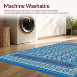 Ultra Soft Area Rug, Non Slip, Stain Resistant, Washable Area Rugs for Living Room, Bedroom, Stylish Non Slip Muslim Prayer Mat with Detailed Mosaic Design for Daily Worship(Blue)