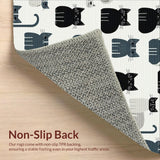 Ultra Soft Area Rug, Non Slip, Stain Resistant, Washable Area Rugs for Living Room, Bedroom, Cute Gray Cat Illustration Style(Black)