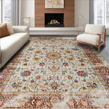 Ultra Soft Area Rug, Non Slip, Stain Resistant, Washable Area Rugs for Living Room, Bedroom, Elegant Earthy Floral Aesthetic(Gray)
