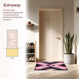 Ultra Soft Area Rug, Non Slip, Stain Resistant, Washable Area Rugs for Living Room, Bedroom, Vibrant Geometric Color Block(Pink)