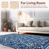 Ultra Soft Area Rug, Non Slip, Stain Resistant, Washable Area Rugs for Living Room, Bedroom, Reversible Navy Blue Patio Camping Rug(Blue)