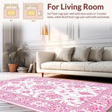 Ultra Soft Area Rug, Non Slip, Stain Resistant, Washable Area Rugs for Living Room, Bedroom, Whimsical Faded Floral Composition(White)