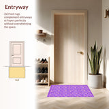 Ultra Soft Area Rug, Non Slip, Stain Resistant, Washable Area Rugs for Living Room, Bedroom, Whimsical Flower Motif Delight(Purple)