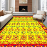 Ultra Soft Area Rug, Non Slip, Stain Resistant, Washable Area Rugs for Living Room, Bedroom, Bright Eclectic Circular Artistry(Yellow)