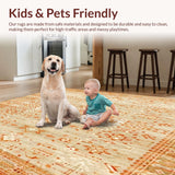 Ultra Soft Area Rug, Non Slip, Stain Resistant, Washable Area Rugs for Living Room, Bedroom, Boho Morden Tan Rug with Edge Geometric Indoor Carpet(Beige)