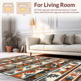 Ultra Soft Area Rug, Non Slip, Stain Resistant, Washable Area Rugs for Living Room, Bedroom, Dynamic Southwest Inspired Elements(Brown)