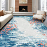 Ultra Soft Area Rug, Non Slip, Stain Resistant, Washable Area Rugs for Living Room, Bedroom, Light Blue Underwater Coral Design(Blue)