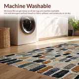 Ultra Soft Area Rug, Non Slip, Stain Resistant, Washable Area Rugs for Living Room, Bedroom, Boho Serenity Area With Cobblestone Shapes and Muted Earth Tones(Beige)