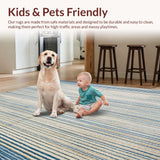 Ultra Soft Area Rug, Non Slip, Stain Resistant, Washable Area Rugs for Living Room, Bedroom, Handcrafted Loop Pile Featuring Subtle Beige and Blue Tones(Blue)