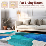 Ultra Soft Area Rug, Non Slip, Stain Resistant, Washable Area Rugs for Living Room, Bedroom, Modern Abstract Blue Teal Living Room Rug(Blue)