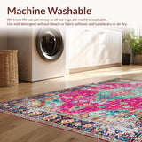 Ultra Soft Area Rug, Non Slip, Stain Resistant, Washable Area Rugs for Living Room, Bedroom, Vibrant Ogee Patterned Visual Appeal(Pink)