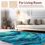 Ultra Soft Area Rug, Non Slip, Stain Resistant, Washable Area Rugs for Living Room, Bedroom, 3D Octopus Illusion Rug Runner Nautical Ocean Depths Graphic Printed Mat(Blue)