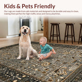 Ultra Soft Area Rug, Non Slip, Stain Resistant, Washable Area Rugs for Living Room, Bedroom, Rustic Forest Wildlife Imagery(Gray)