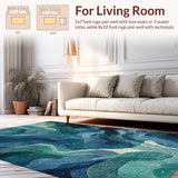 Ultra Soft Area Rug, Non Slip, Stain Resistant, Washable Area Rugs for Living Room, Bedroom, Fouiunler Ocean Trap Runner Rug Nautical Sea Life Artwork with Non-Slip Design(Blue)