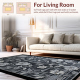 Ultra Soft Area Rug, Non Slip, Stain Resistant, Washable Area Rugs for Living Room, Bedroom, Contemporary Graphic Leaf Design(Gray)