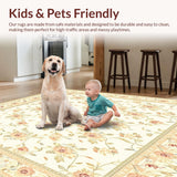 Ultra Soft Area Rug, Non Slip, Stain Resistant, Washable Area Rugs for Living Room, Bedroom, Charming Area Beige and Cream Floral Embellishments(Beige)