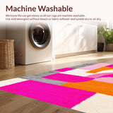 Ultra Soft Area Rug, Non Slip, Stain Resistant, Washable Area Rugs for Living Room, Bedroom, Elegant Fluid Organic Shapes(Orange)