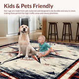 Ultra Soft Area Rug, Non Slip, Stain Resistant, Washable Area Rugs for Living Room, Bedroom, Harbor Master Nautical Star Indoor Transitional Area Rug for Deck(Brown)