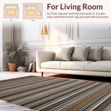 Ultra Soft Area Rug, Non Slip, Stain Resistant, Washable Area Rugs for Living Room, Bedroom, Artful Mocha Clay Geometric Motif(Brown)