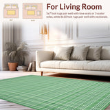 Ultra Soft Area Rug, Non Slip, Stain Resistant, Washable Area Rugs for Living Room, Bedroom, Serene Modern Linear Pattern Fusion(Green)