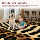 Ultra Soft Area Rug, Non Slip, Stain Resistant, Washable Area Rugs for Living Room, Bedroom, Handmade Tiger Skin Couch Decor Accent Rug(Beige)