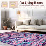 Ultra Soft Area Rug, Non Slip, Stain Resistant, Washable Area Rugs for Living Room, Bedroom, Vibrant Aztec Geometry Aesthetic(Pink)