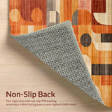 Ultra Soft Area Rug, Non Slip, Stain Resistant, Washable Area Rugs for Living Room, Bedroom, Vibrant Earthy Toned Composition(Orange)