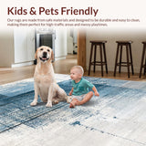 Ultra Soft Area Rug, Non Slip, Stain Resistant, Washable Area Rugs for Living Room, Bedroom, Sophisticated Ombre Rug in Distressed Blue and Beige Tones for Any Space(Blue)