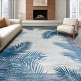 Ultra Soft Area Rug, Non Slip, Stain Resistant, Washable Area Rugs for Living Room, Bedroom, Tropical Inspired Botanical Motif(Blue)