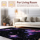 Ultra Soft Area Rug, Non Slip, Stain Resistant, Washable Area Rugs for Living Room, Bedroom, Enchanting Solar System Design(Purple)