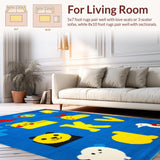 Ultra Soft Area Rug, Non Slip, Stain Resistant, Washable Area Rugs for Living Room, Bedroom, Colorful Educational Animal Motif(Blue)