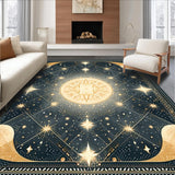 Ultra Soft Area Rug, Non Slip, Stain Resistant, Washable Area Rugs for Living Room, Bedroom, Cosmic Earthy Toned Appeal(Gold)