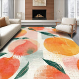Ultra Soft Area Rug, Non Slip, Stain Resistant, Washable Area Rugs for Living Room, Bedroom, Peach Inspired Area Rug Blush Orange Green White Artistic Design(Orange)